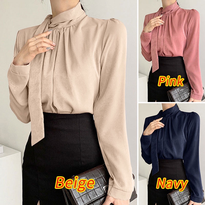 Áo kiểu Zanzea tay dài cổ lọ thời trang thanh lịch dành cho nữ