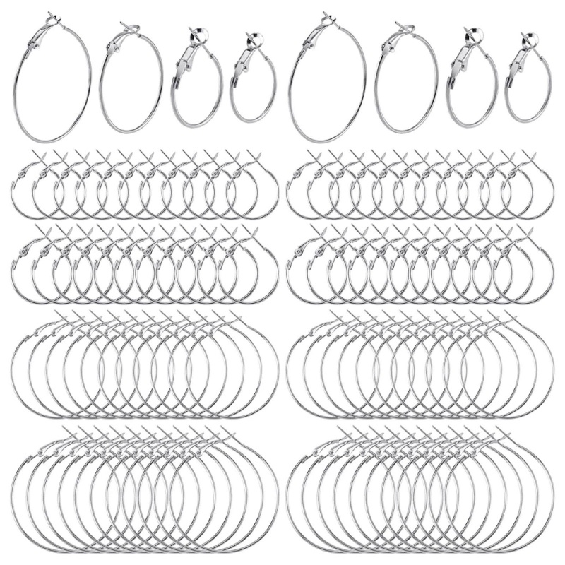 Set 96 Khuyên Tai Tròn Bằng Hợp Kim Dùng Làm Bông Tai DIY