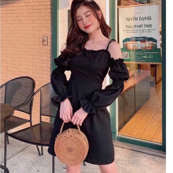 Đầm Nữ Cột Dây Hở Vai Trắng Tinh Khôi Chất Liệu Kate Thoải Mái