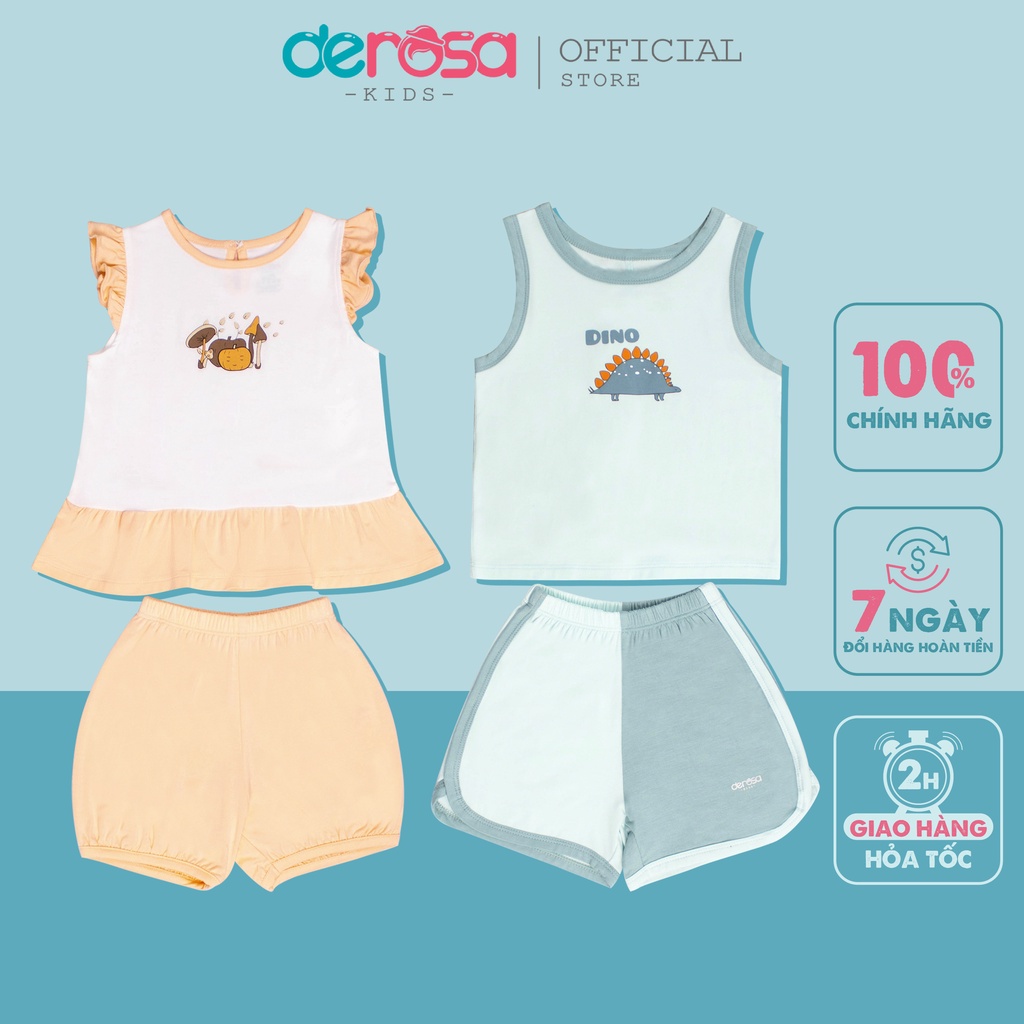 Bộ quần áo ba lỗ cho bé trai và bé gái DEROSA KIDS cho bé 6 tháng-3 tuổi 402-404