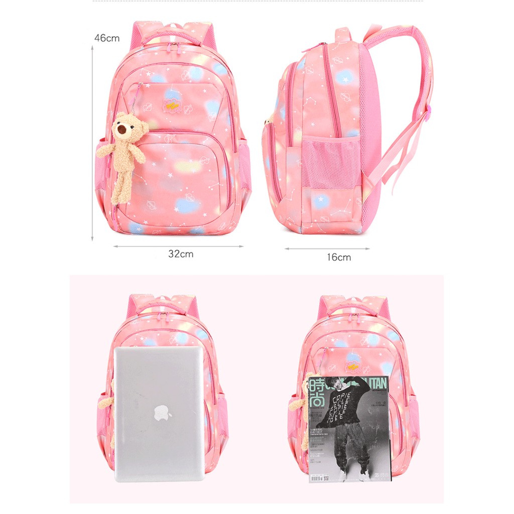 [CẤP 2, CẤP 3] Balo đi học cho bé gái trung học size cao 46cm, cặp sách học sinh màu loang cá tính