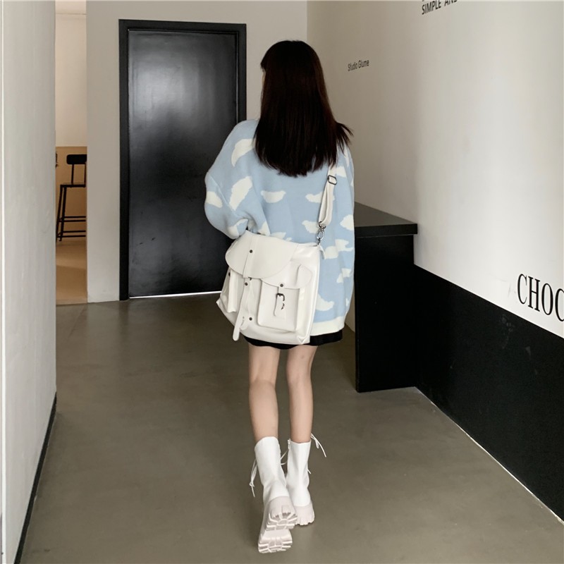 Áo Sweater Chui Đầu In Hình Đám Mây Kiểu Hàn Quốc Dễ Thương Cho Nữ