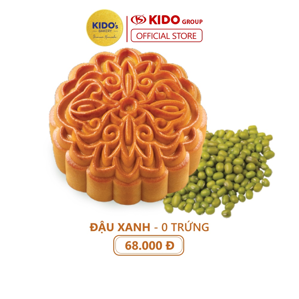 Bánh trung thu Đậu Xanh 0 Trứng KIDO’s Bakery 150g (Tặng kèm hộp cao cấp-chỉ nhận đơn 2 bánh và 4 bánh)