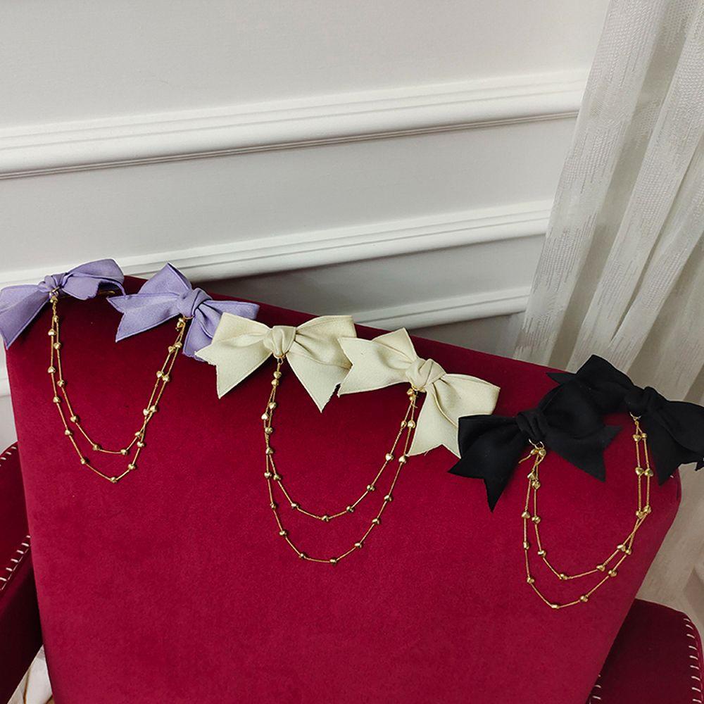 Kẹp Tóc Hình Nơ Phối Tua Rua Màu Sắc Trơn Thanh Lịch Cho Nữ