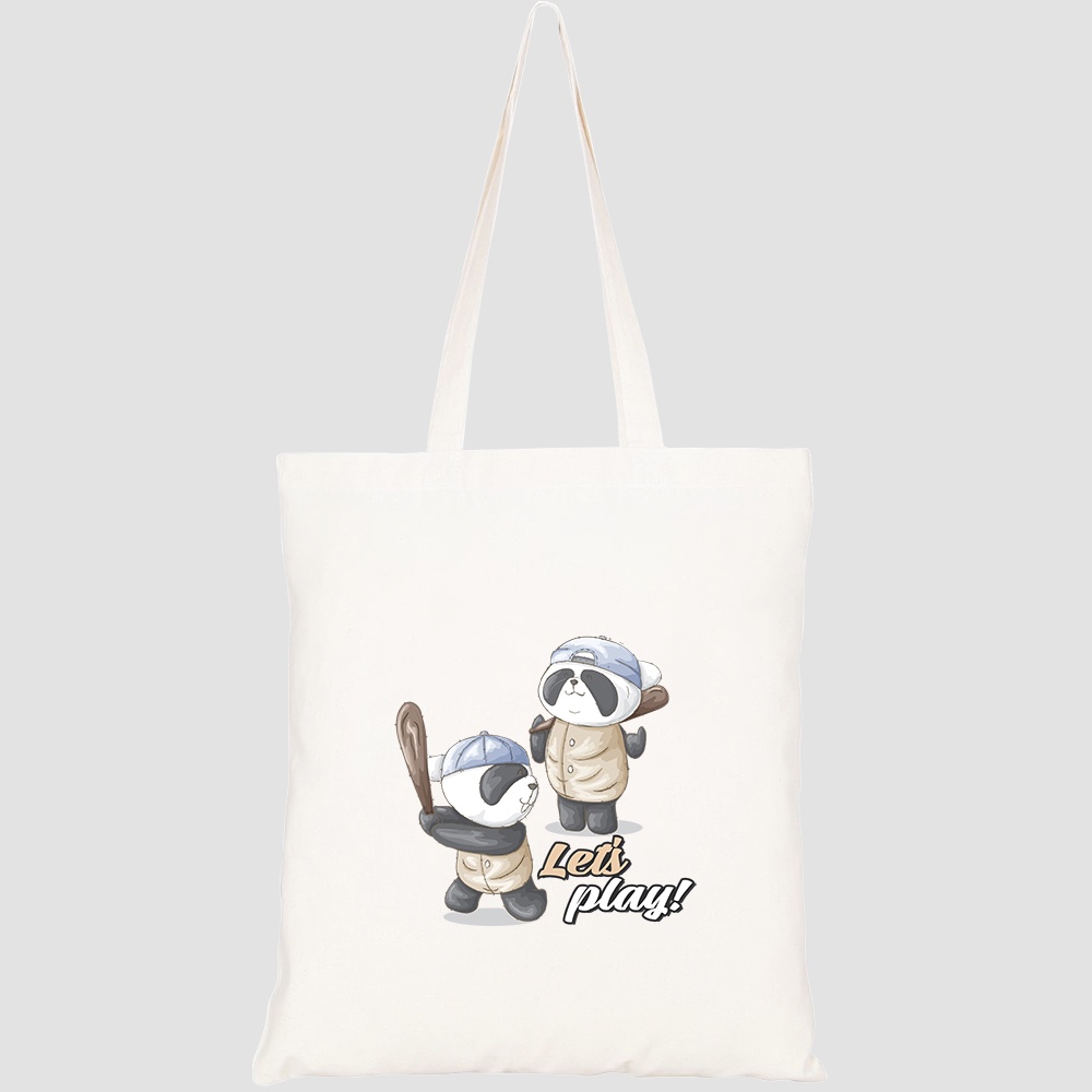 Túi vải tote canvas HTFashion in hình cute panda pattern set HT207