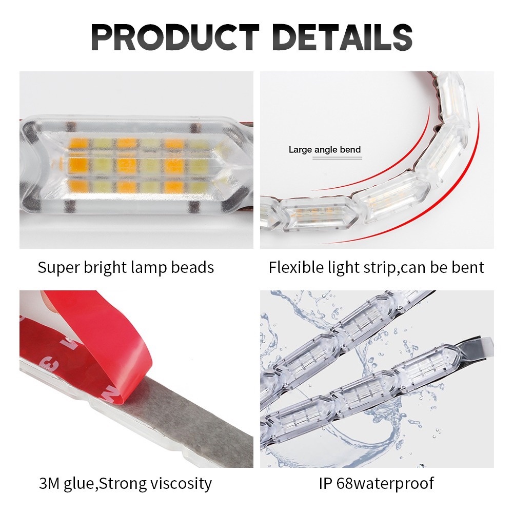 1 Cặp Dây Đèn LED Tín Hiệu 12V Ánh Sáng Vàng Chất Lượng Cao