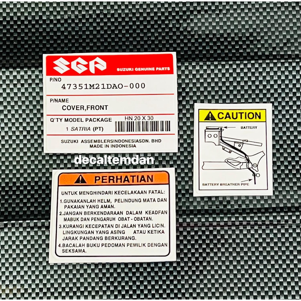 DDXM - V6BN - BỘ TEM THÔNG SỐ XE SATRIA