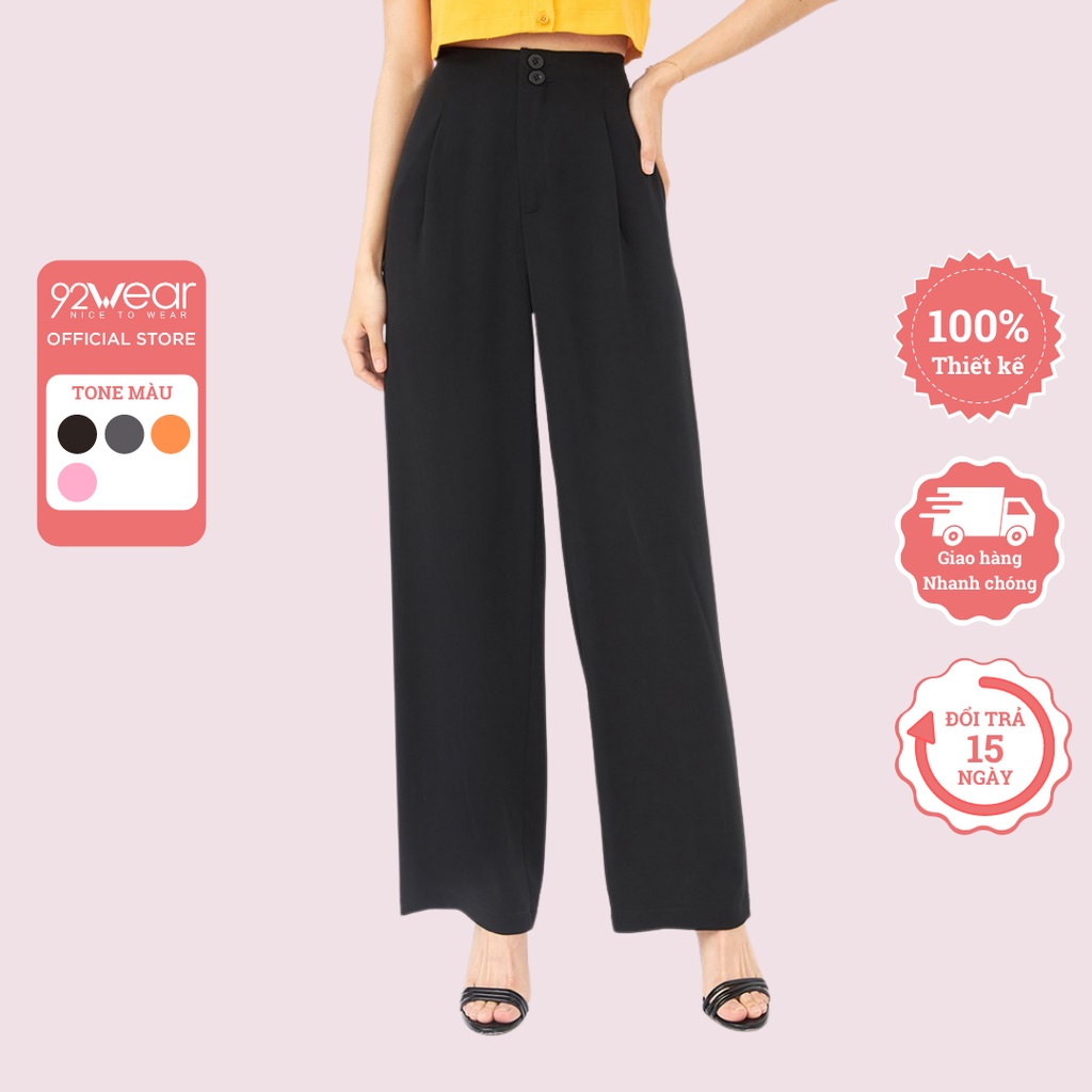 Quần tây nữ ống rộng 92WEAR thoải mái phù hợp công sở đi tiệc QAW0823