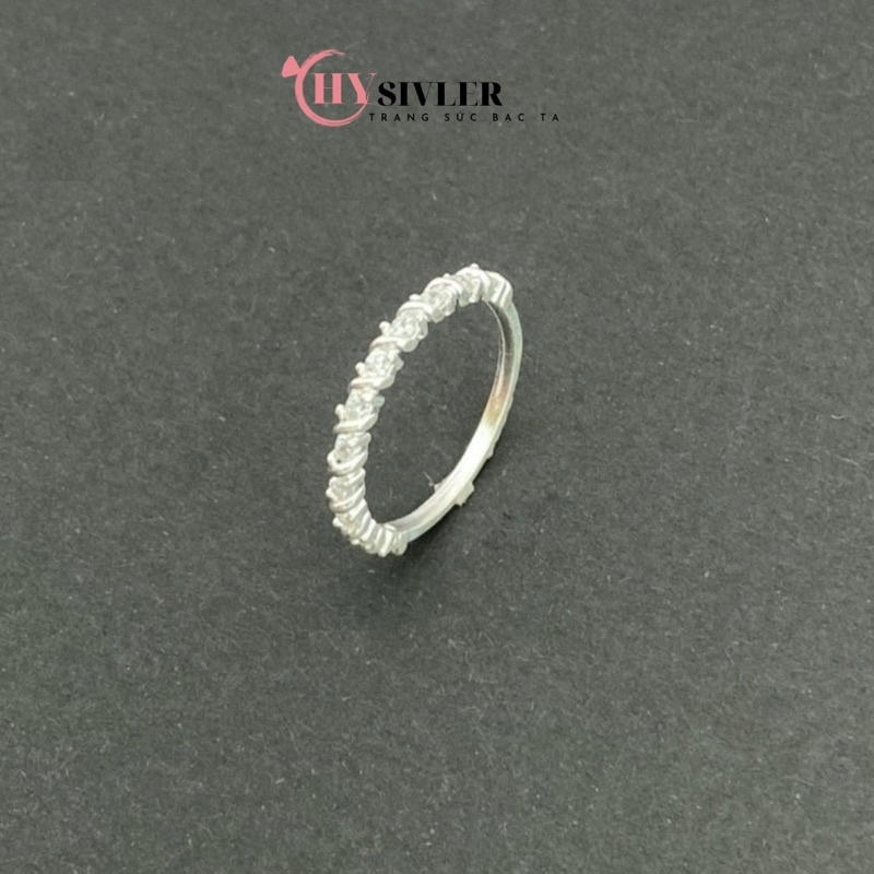Nhẫn bạc ta dạng sóng xoắn đính đá đơn giản nhẫn nữ bạc thật giá rẻ CHY SILVER