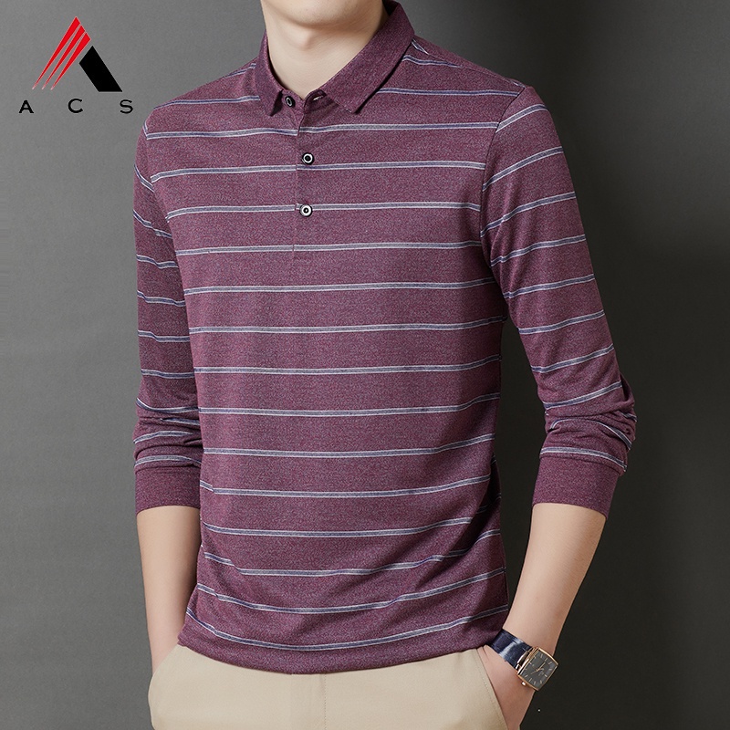 Áo thun polo tay dài kẻ sọc 4 màu sắc chọn lựa cho nam