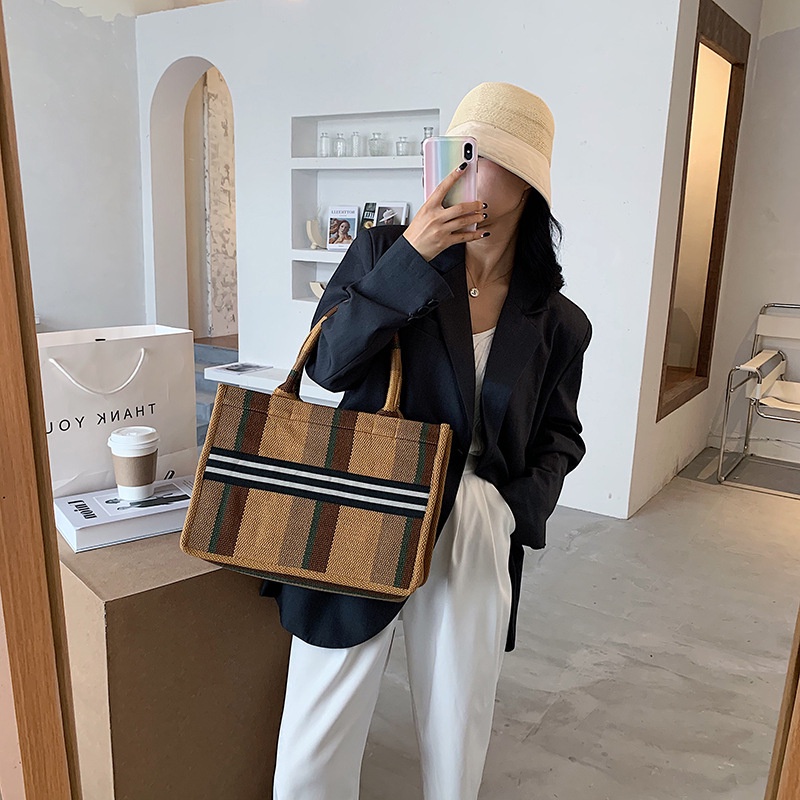 Túi Xách JASMIN NOIR Tote Dạng Hộp Bằng Vải Canvas Đơn Giản Thời Trang Cho Nữ