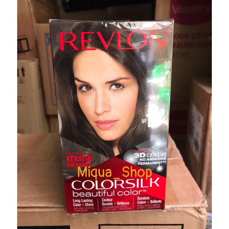 Nhuộm tóc Revlon Colorsilk Brown Black màu nâu đen số 20 USA