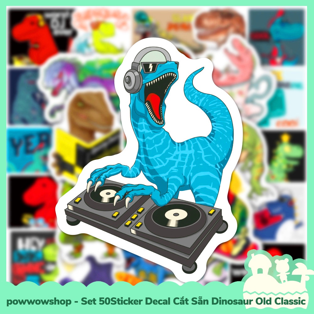 [Sẵn VN - Hỏa Tốc] Set 50 Sticker Mini Decal Dán Trang Trí Vật Dụng Mẫu Khủng Long Cổ Đại Dinosaur Old Classic