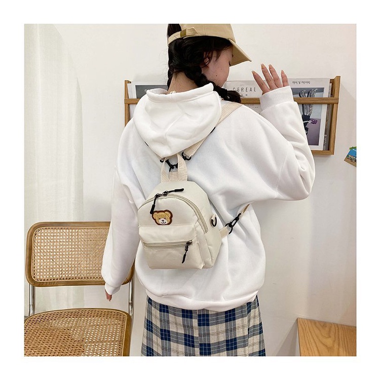 Ba Lô Vải Canvas Hình Gấu Hoạt Hình Đáng Yêu Cho Bé Đi Học/Du Lịch