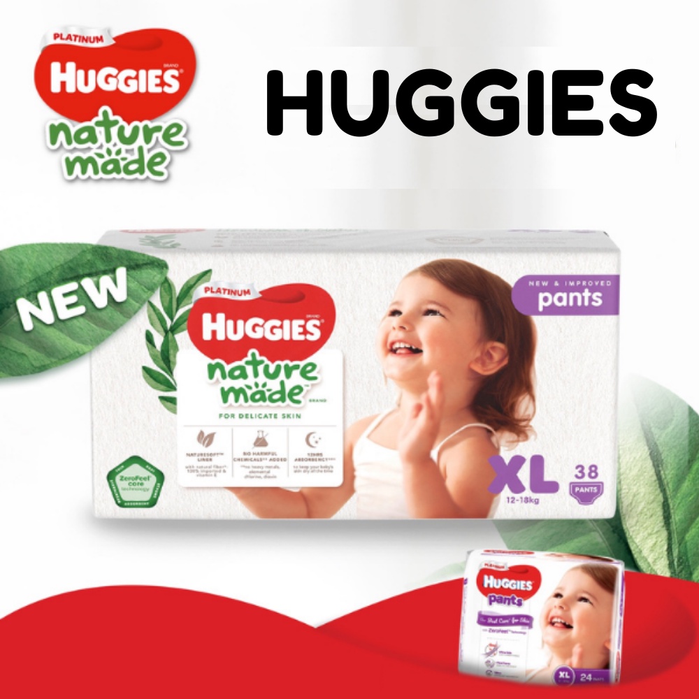 Tã Dán Quần Huggies Platinum Nature Made Size NB/S/M/L/XL/XXL