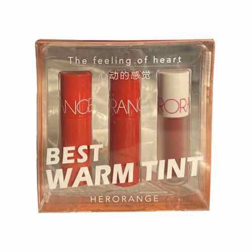 Set 3 Thỏi Son Kem Lì HERORANGE BEST TINT COOL &amp; WARM 2 Tông Ấm và Lạnh