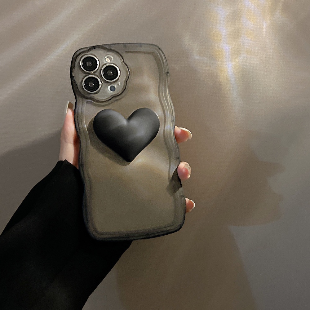 Ốp Điện Thoại Trong Suốt Họa Tiết Trái Tim 3D Kèm Dây Đeo Cho Iphone 14 11 8 7 Plus SE2 XS XR 12 13 PRO MAX AT0001