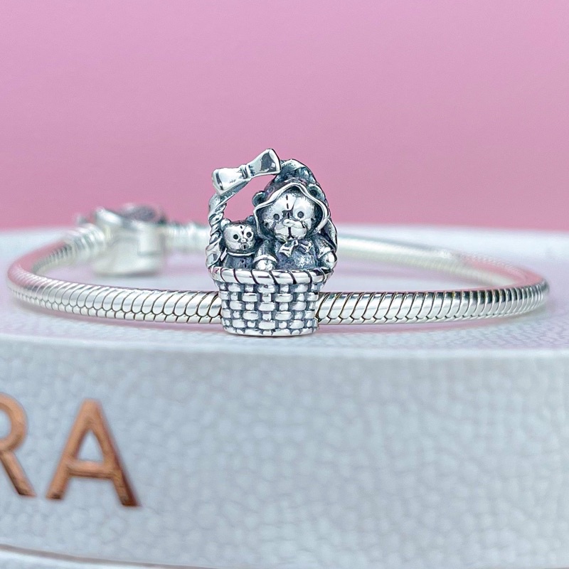 Hạt charm gấu mẹ và gấu bé bạc s925 cao cấp - CÓ BẢO HÀNH