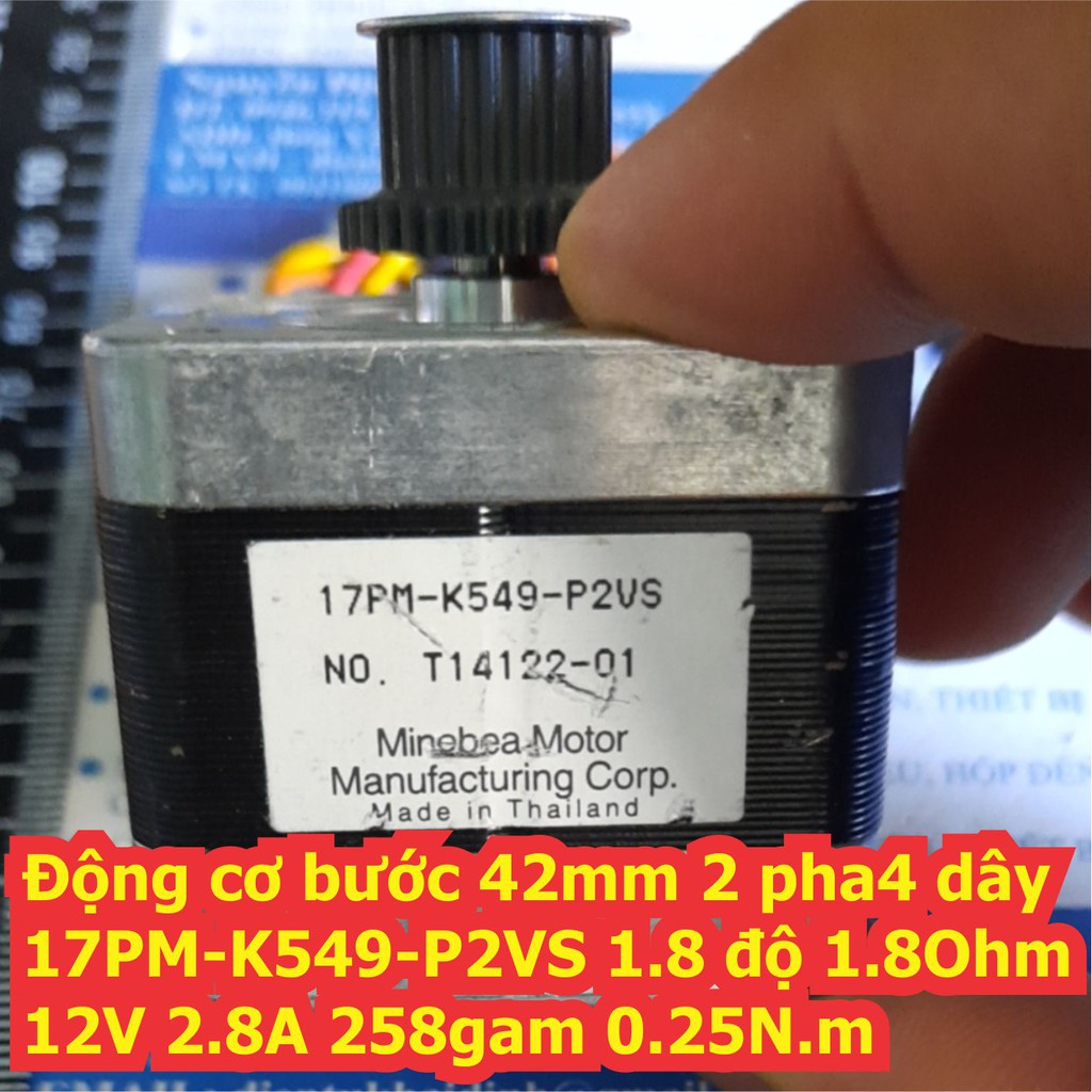 Động cơ bước 42mm 17PM-K549-P2VS 2 pha 4 dây 1.8 độ 1.8Ohm 12V 2.8A 258gam 0.25N.m kde6740