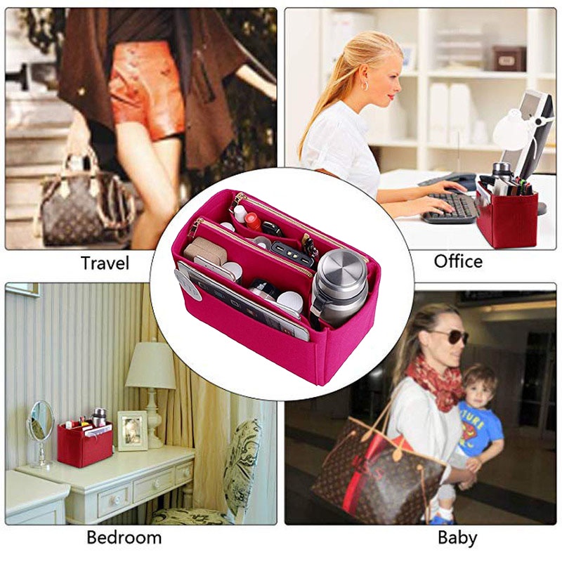 Evertoner Túi Đựng Đồ Trang Điểm / Túi Xách Tay Bằng Vải Nỉ Nhỏ Gọn Vừa Vặn Không Bao Giờ
