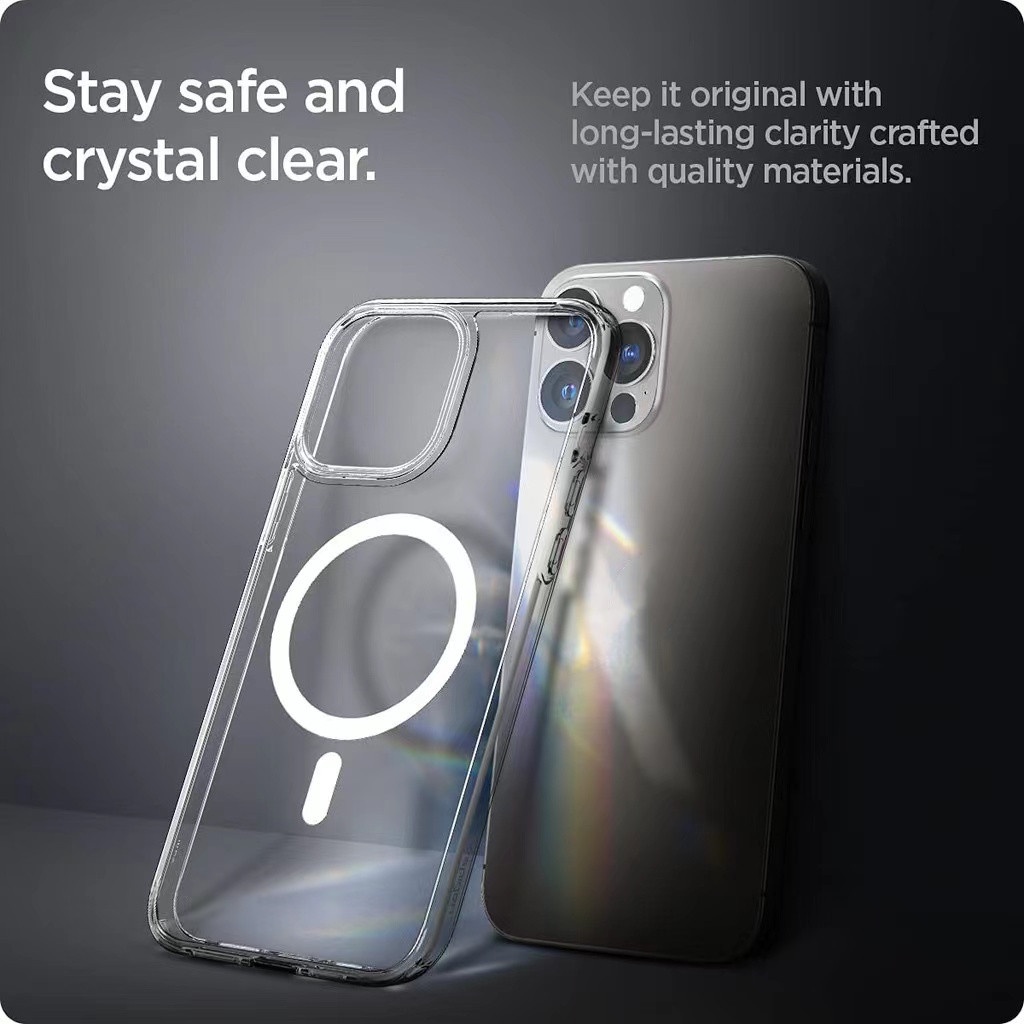 SPIGEN Ốp Điện Thoại Hybrid Siêu Mỏng Hít Nam Châm Chống Sốc Cho iPhone 14 Pro max 13 Pro max 12 Pro max