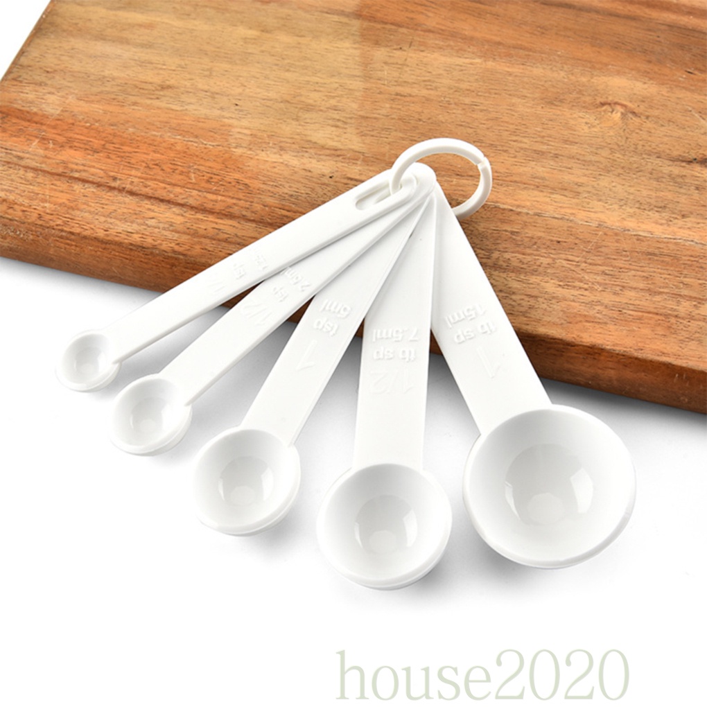 Set 5 Muỗng Đo Lường Gia Vị Nấu Ăn Diy Bằng Nhựa Màu Trắng 2020