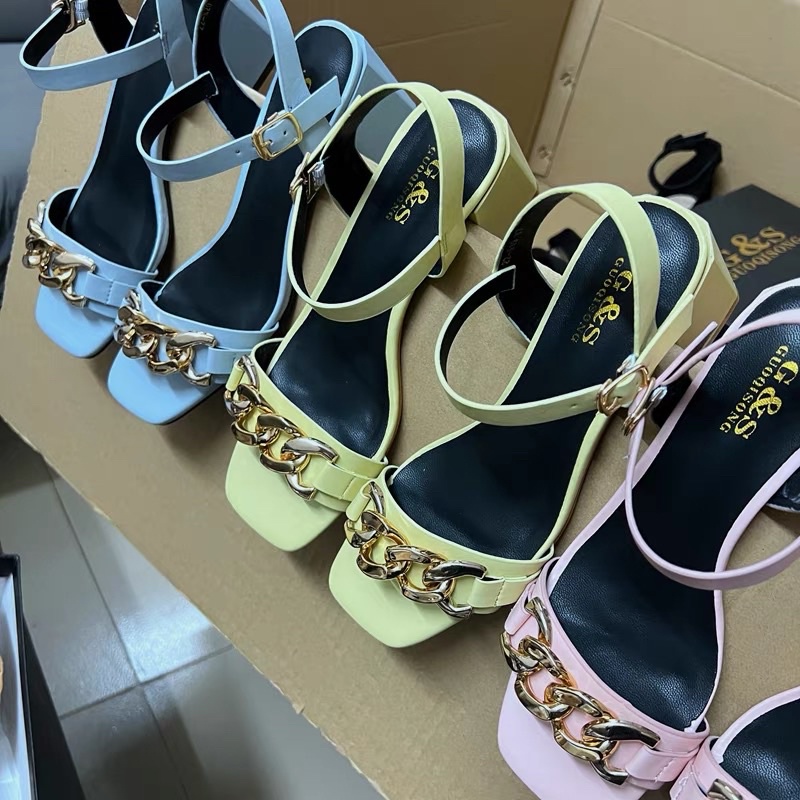 ORDER 🍀Sandal gót vuông xích quai nhang