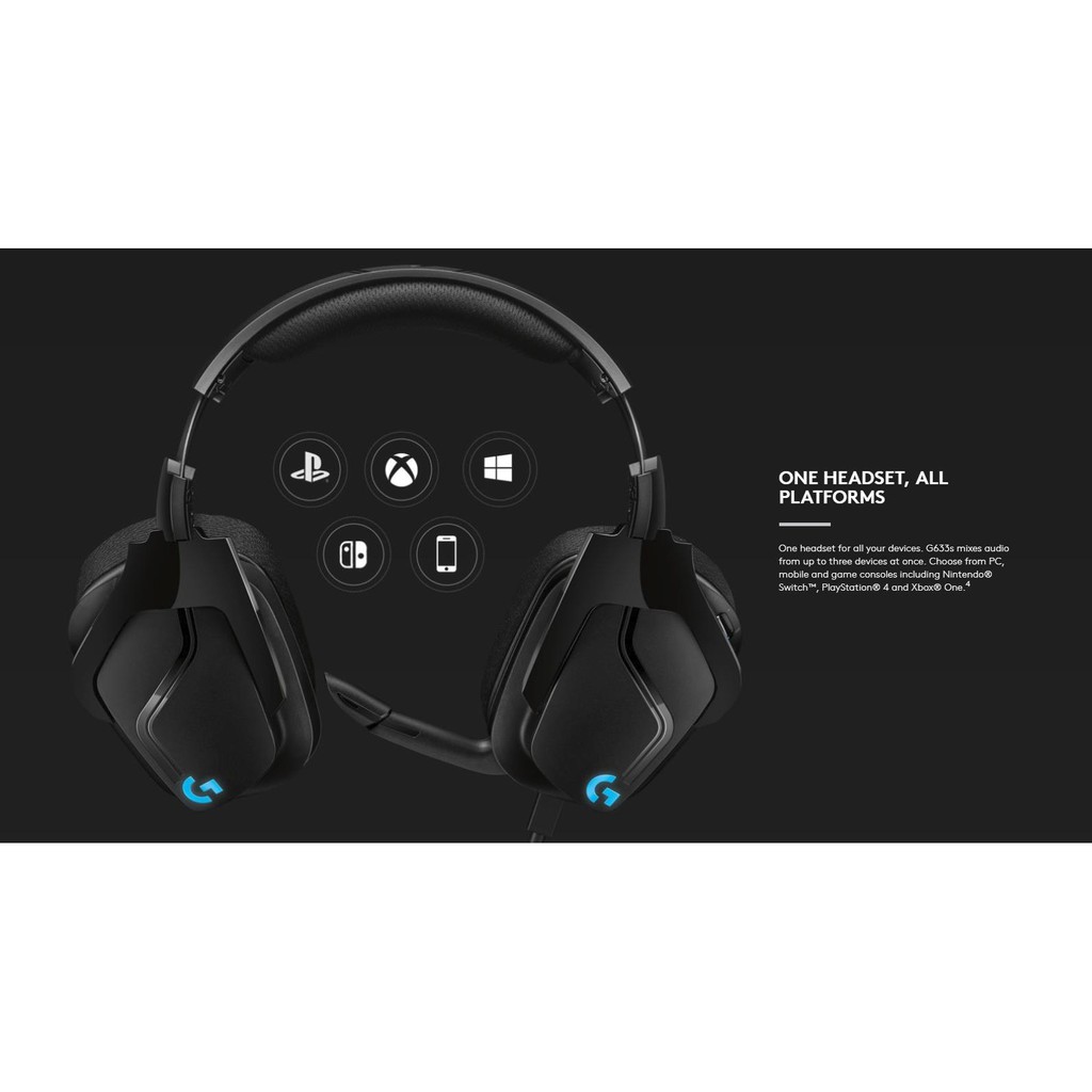 Tai Nghe Có Dây Chụp Tai Over-ear Logitech G633S Lightsync 7.1 Gaming - Hàng Chính Hãng