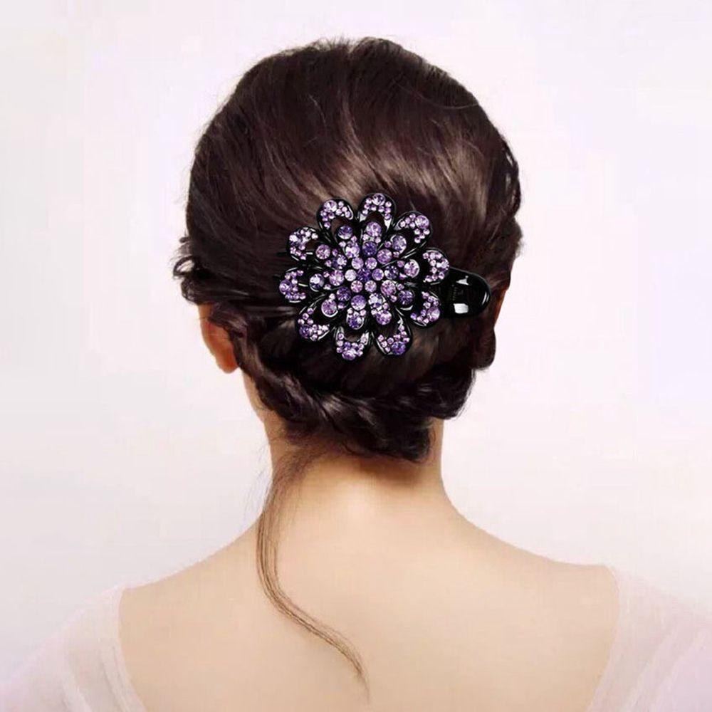 LILYES Kẹp Tóc Nhựa Hình Chữ U Họa Tiết Hoa Phong Cách Retro Hàn Quốc