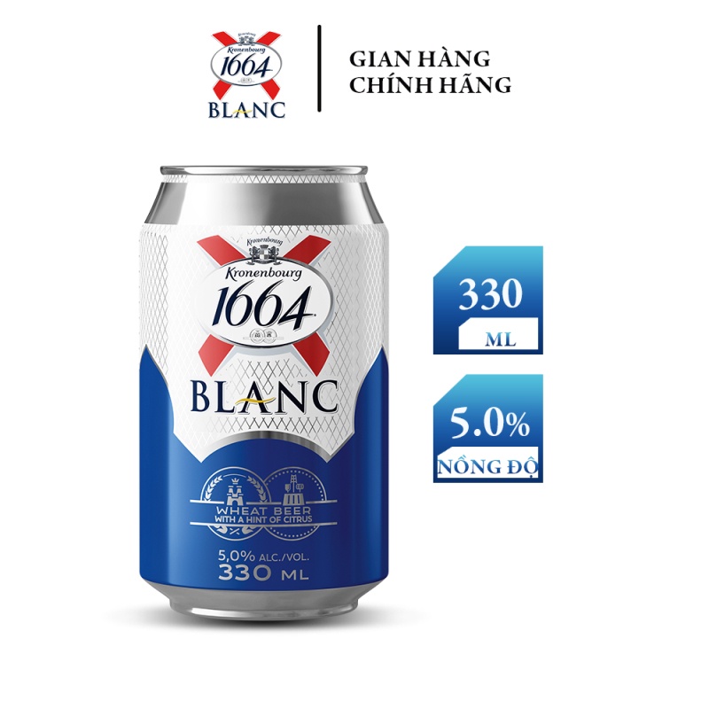 Lốc 6 lon bia Kronenbourg 1664 Blanc (330ml x 6 lon)