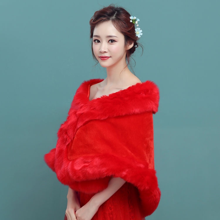 Áo choàng len màu trắng ấm áp thời trang thu đông 2019 mới cho cô dâu
 | BigBuy360 - bigbuy360.vn