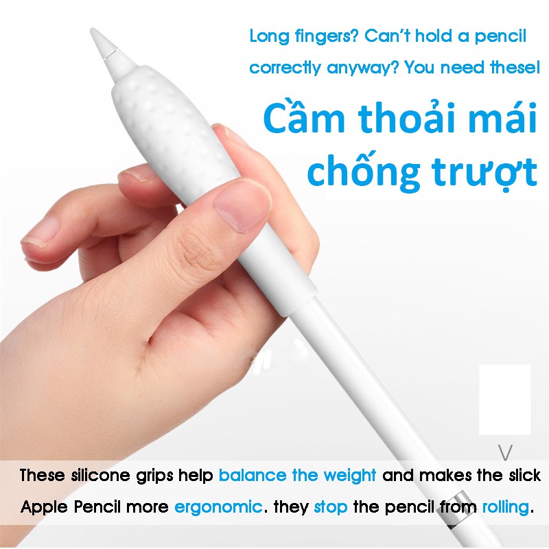 Vỏ bọc bút cảm ứng bằng silicone cho Apple Pencil 1 và Pencil 2 Case Grip Holder, Vỏ bao ốp silicon