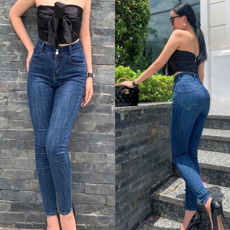 Quần jean nữ skinny cạp cao co giãn 4 chiều kéo dài chân nâng mông cực hàng cao cap M9525