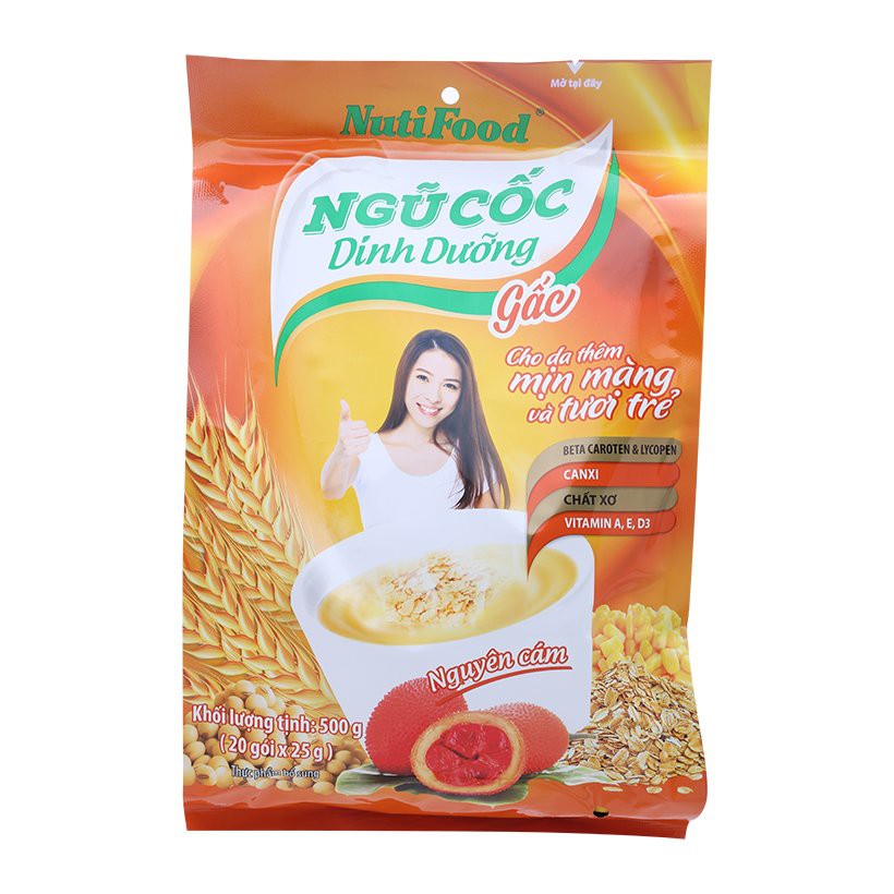 Ngũ cốc dinh dưỡng gấc và canxi NutiFood gói 500g