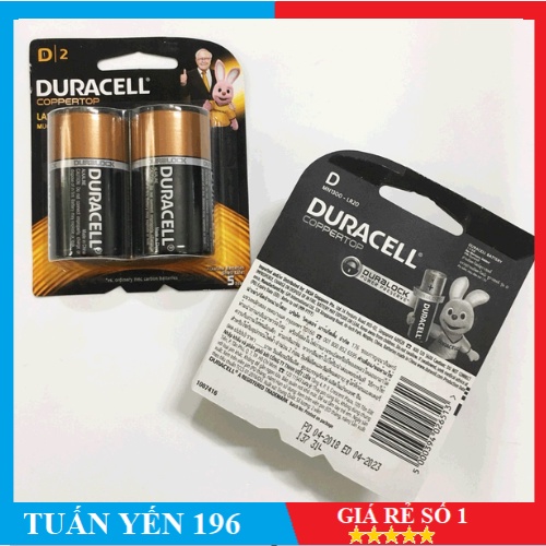 Vỉ 2 Viên Pin Đại ( Pin D ) 1,5V DURACELL Siêu Bền - Hàng chính hãng