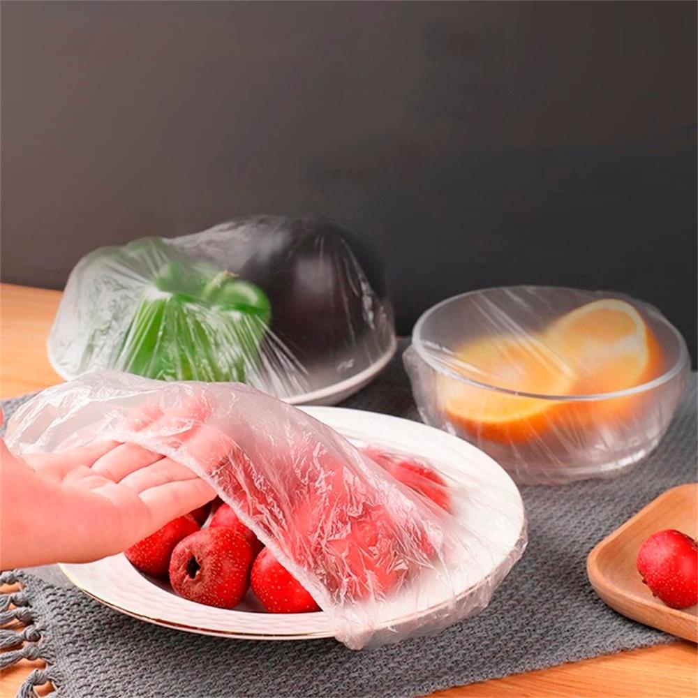 Set 100 nắp đậy đàn hồi bảo quản thực phẩm trong tủ lạnh/ nhà bếp dùng một lần