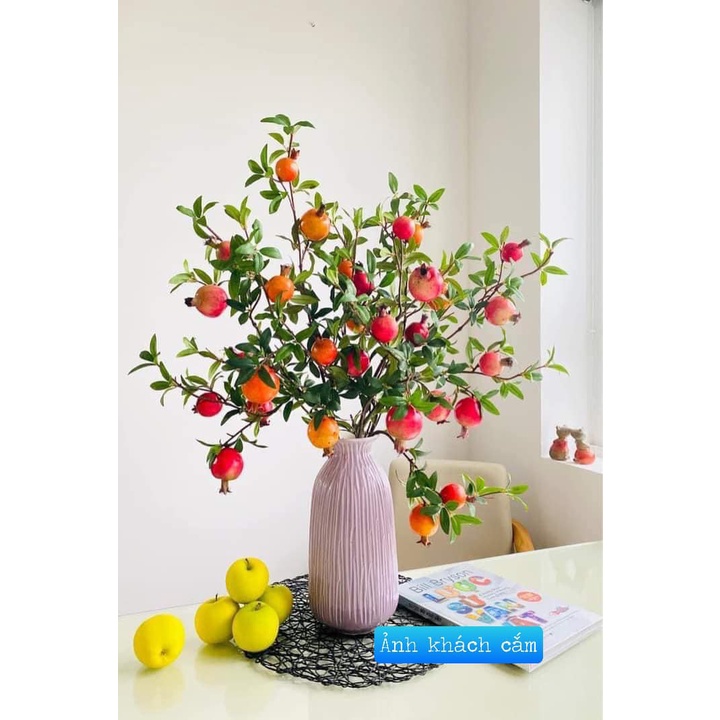 Cành lựu giả phú quý may mắn tài lộc trang trí nhà cửa quả to đẹp cao 90 cm