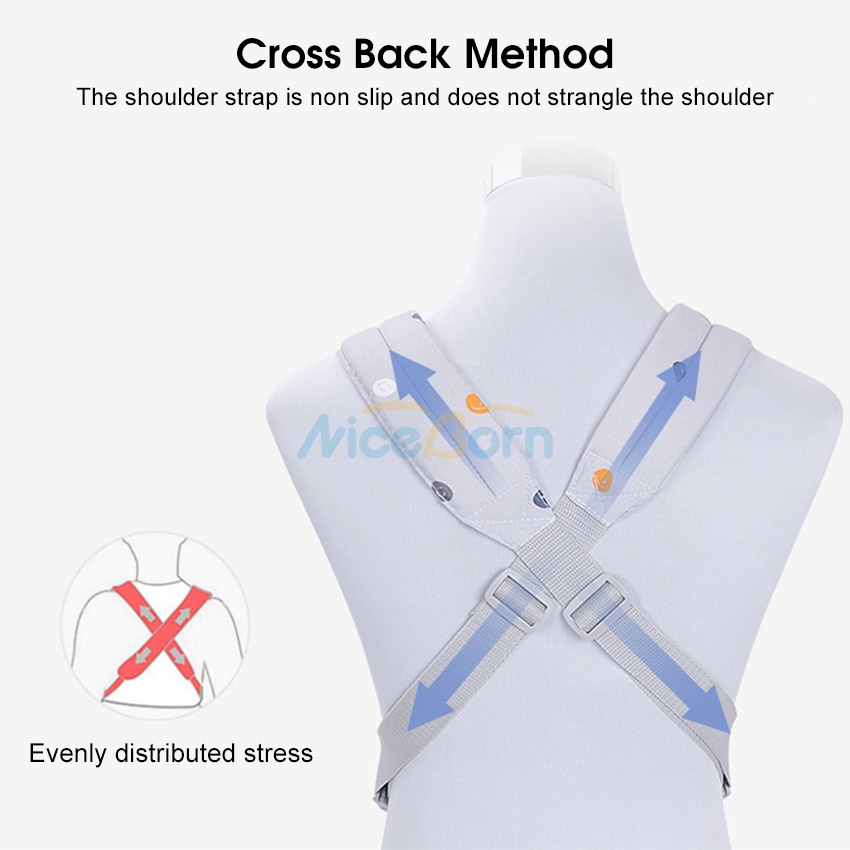 Đai Địu Em Bé Trước Và Sau Lưng Thiết Kế Nhẹ Nhàng Thoáng Khí Kèm Ghế Ngồi Có Thể Tháo Rời