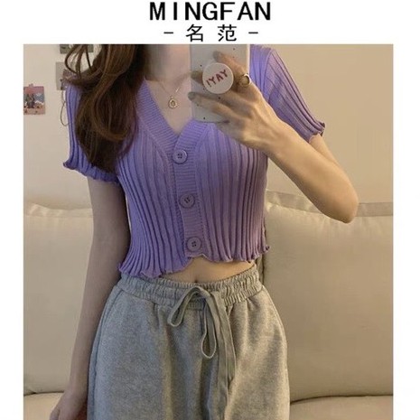 Áo cadigan 3 khuy cộc tay