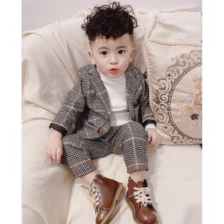 Bộ vest công tử vải dạ cao cấp 3 chi tiết bé trai từ 9-23kg
