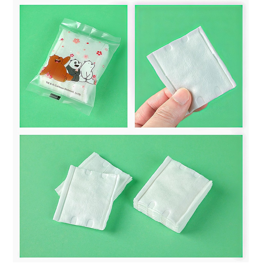 Bông tẩy trang Miniso x We Bare Bears 3.0, 10miếng*10gói | BigBuy360 - bigbuy360.vn