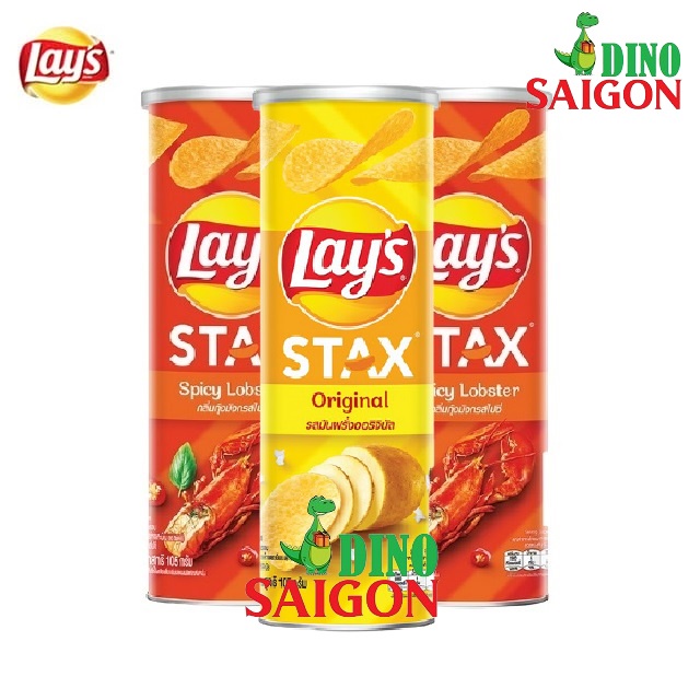 Combo 3 Hộp Bánh Snack Khoai Tây Lay's Stax Thái Lan 105g gồm 2 Vị Tôm Hùm Nướng Và 1 Vị Tự Nhiên