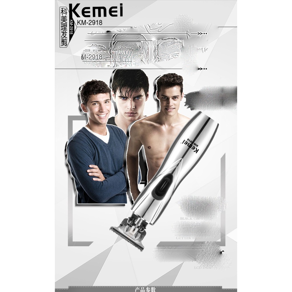 Tông Đơ Kemei Slimline Pro Lưỡi Dao Chữ T Giúp Cạo Sát SIêu Nhẹ D8 Thiết Kế Không / Có Dây Sử Dụng Pin Lithium Ion