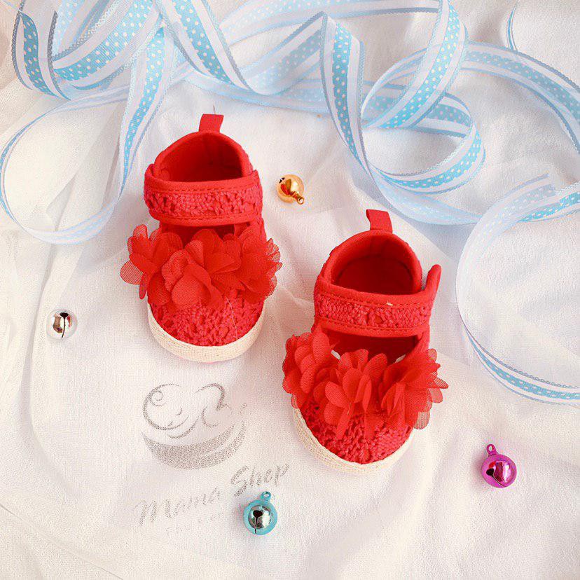 Giày tập đi búp bê hoa cho bé gái 0 - 18 tháng tuổi <0-18M> - Mama's Baby Flower Shoes