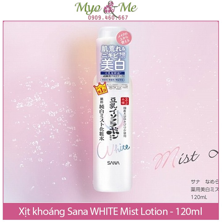 (SP mới) Xịt khoáng Sana WHITE dưỡng trắng da ngừa mụn - 120ml