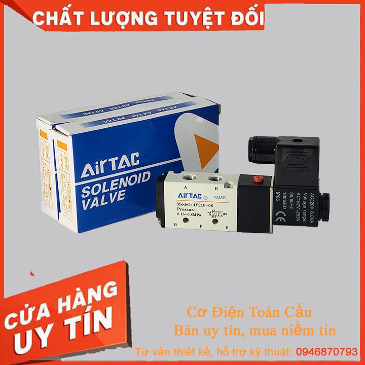 Van điện từ Airtac 4V210-06, Van khí nén, Van chia khí 4V210-06 ( Van 5/2 ) 220VAC 24VDC 110VDC , 12VDC Solenoid Valve