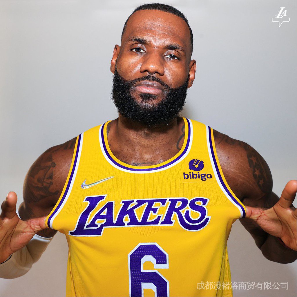 Áo thun bóng rổ logo BIBIGO NBA Lakers 6 Lebron James Jersey 4kYO