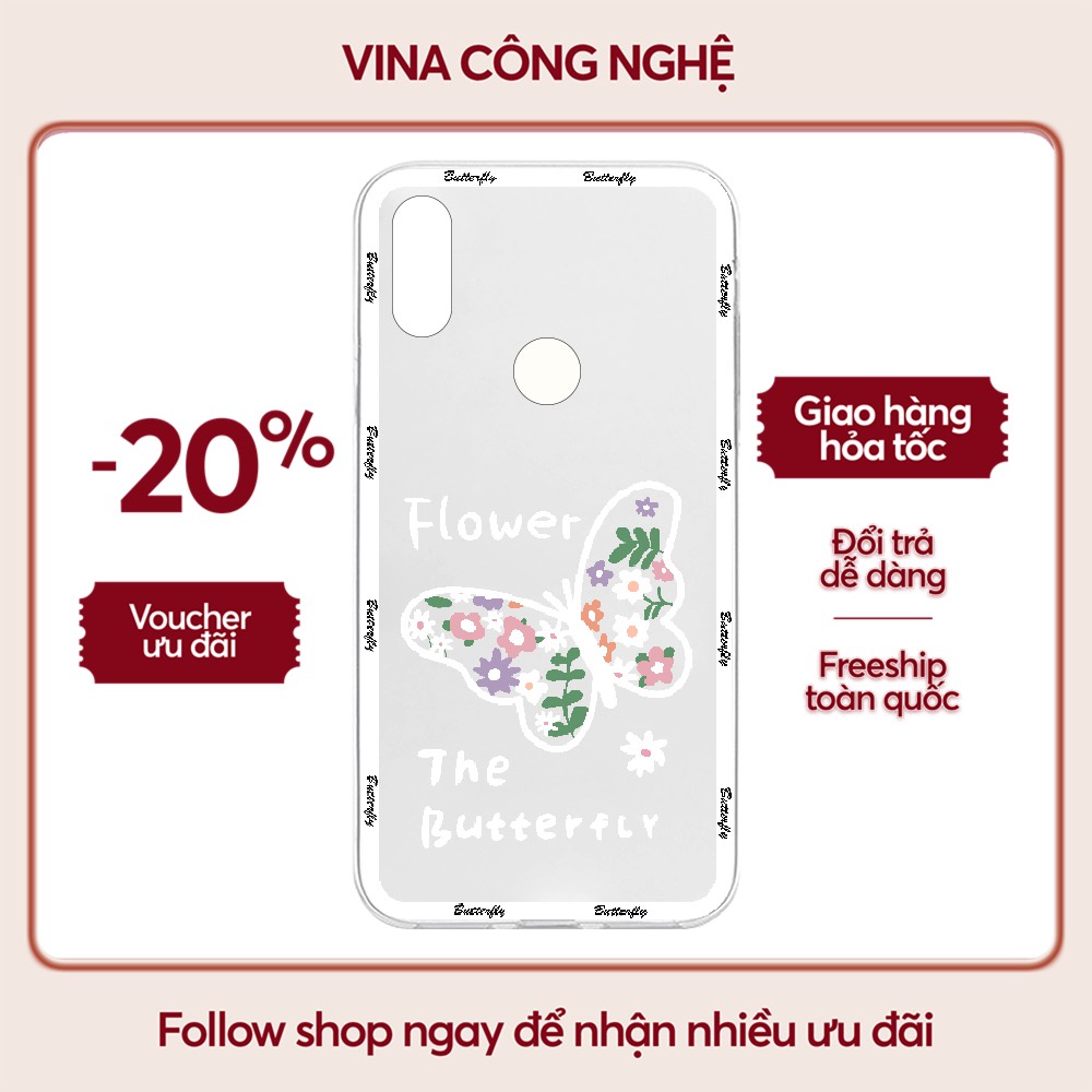 Ốp lưng Vsmart Joy 3/Joy 4/Bee 3/...dẻo trong in hình Hoa Bướm viền