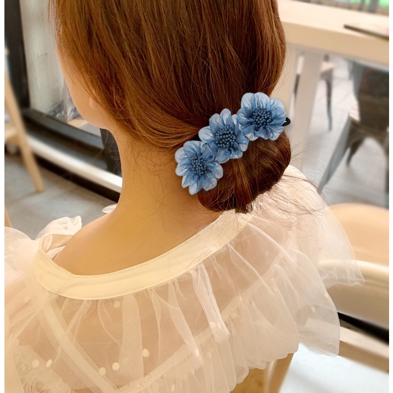 Kẹp Tóc Chiffon Đính Hoa Diy Thời Trang Cho Nữ