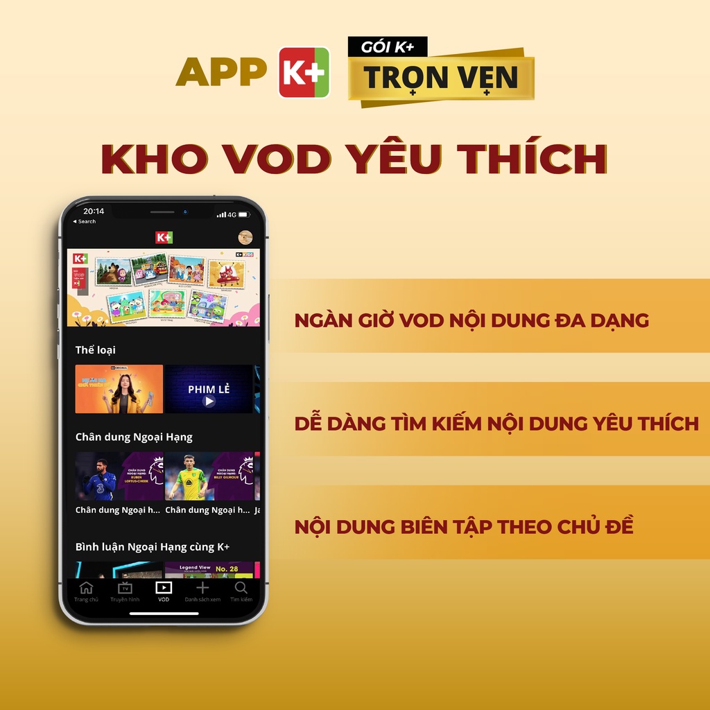 Toàn quốc [E-voucher GIA HẠN] APP K+ Gói Trọn Vẹn - Thời hạn 1 tháng